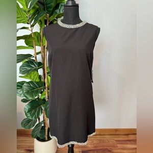 Macy's Elegant Black Mini Dress with Silver Accents